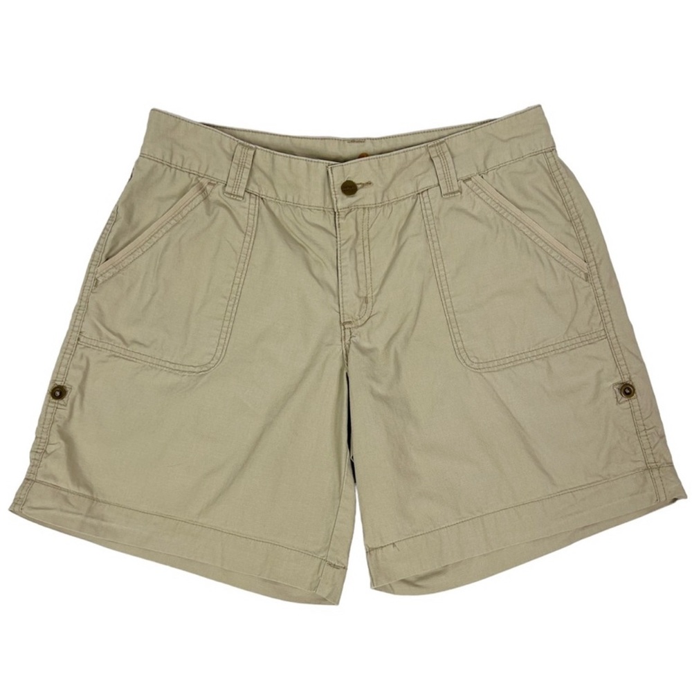 Carhartt Khaki Original Fit 100% Cotton High Rise Roll Cuff Shorts Women’s 14